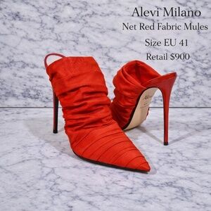 Alevi Milano Net Red Fabric Mules 110 Size EU 41